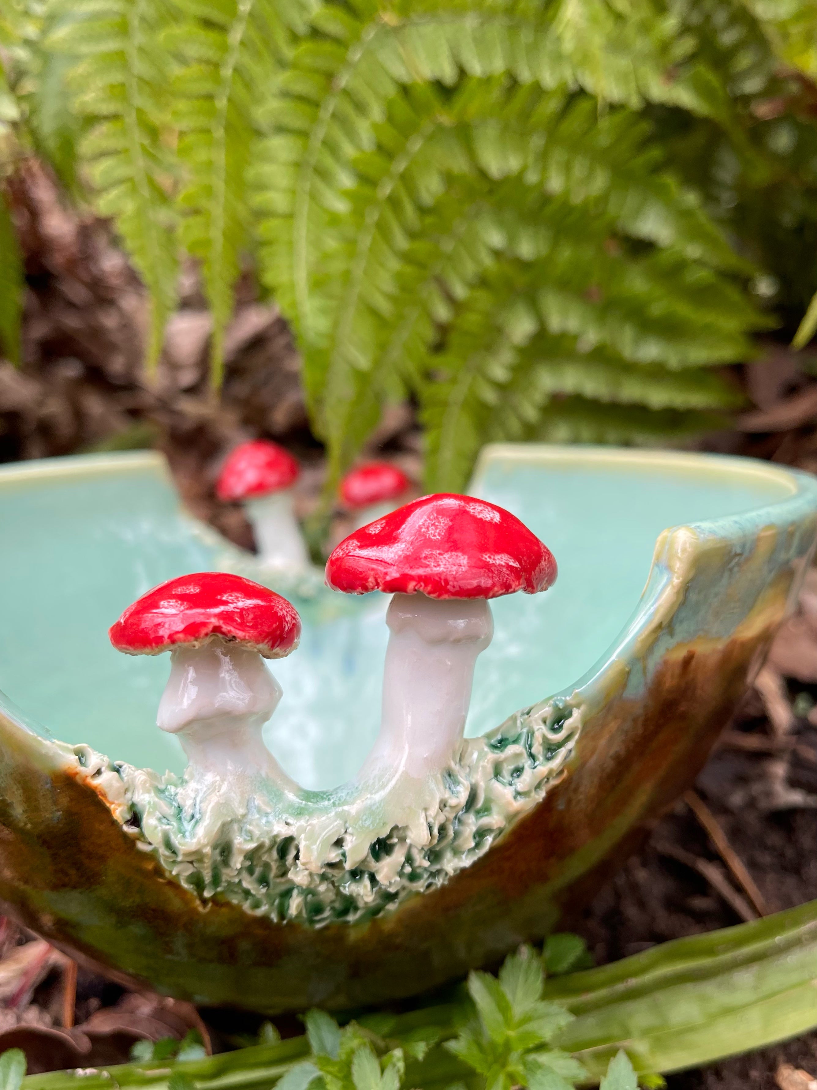 Ceramic art with mushrooms