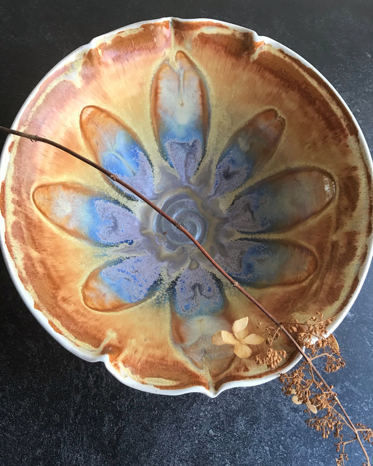 Ceramic serving bowl wheel thrown with geometric altered rim – Lee ...